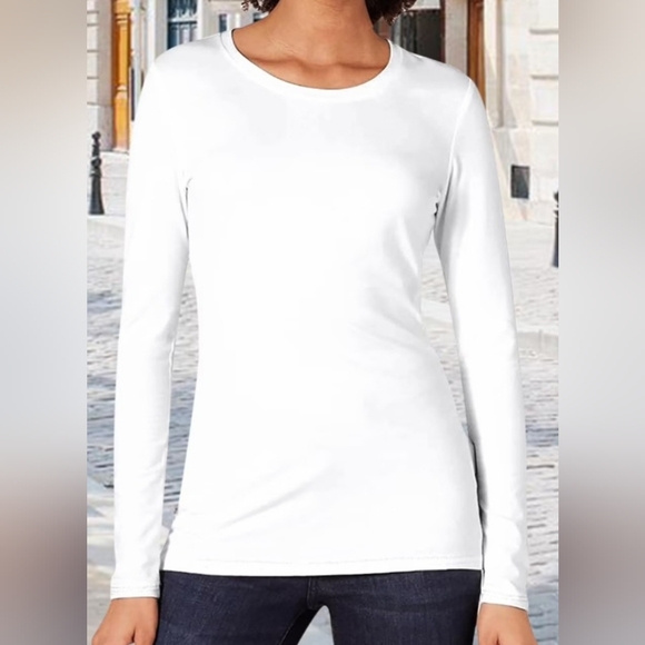 simple styled Tops - Elegant White Long Sleeve Women's Top